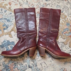 Women's Burgundy Leather Boots